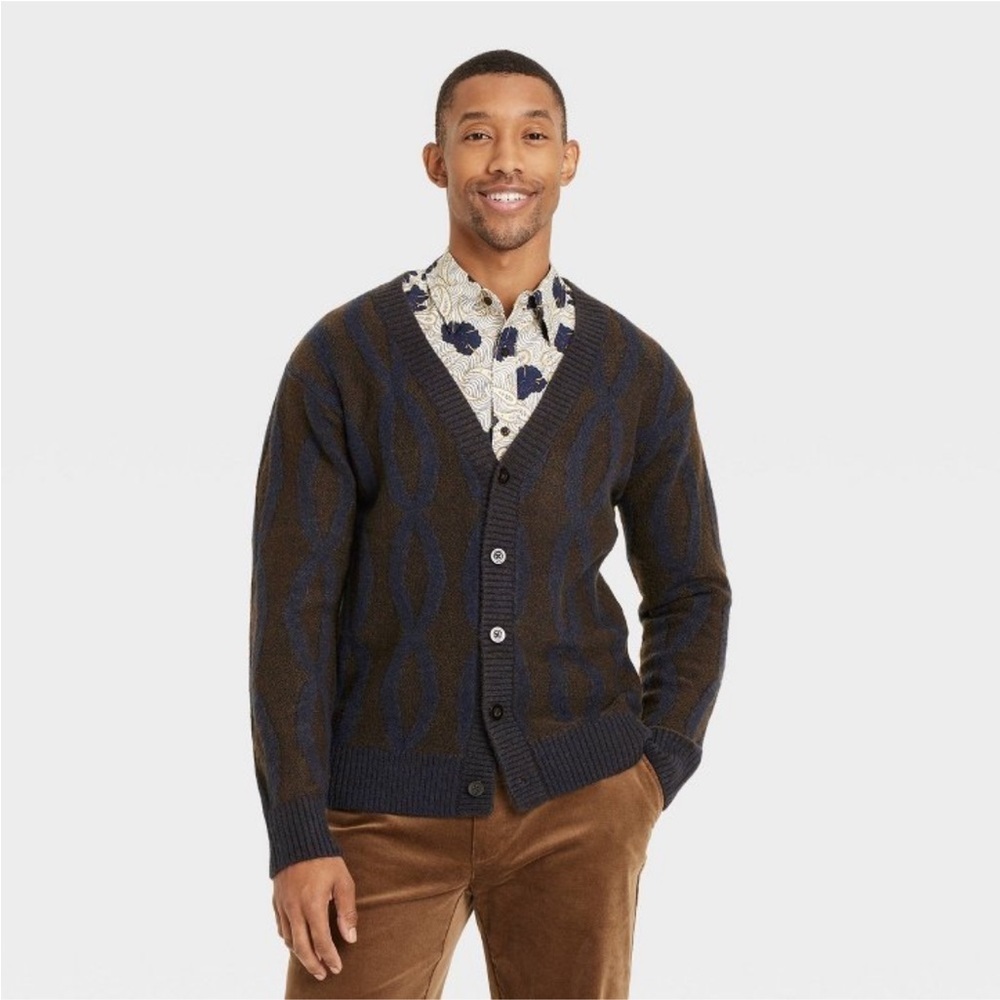 Houston White Adult Cable Cardigan - Navy Blue XXL new